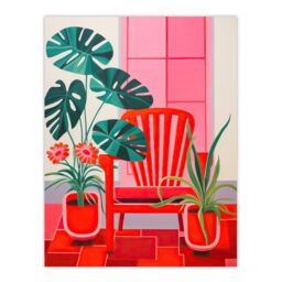 "Wee Blue Coo Wall Art Print Hothouse Flowers Bright Red Pink Plants Living Room - Size: W24"" x H32""" - thumbnail 1