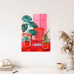 "Wee Blue Coo Wall Art Print Hothouse Flowers Bright Red Pink Plants Living Room - Size: W24"" x H32""" - thumbnail 4