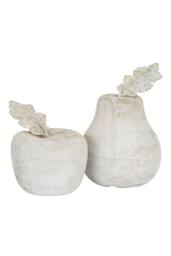 KDMD Stone Apple (Medium) - Rustic Decorative Sculpture in White - thumbnail 4