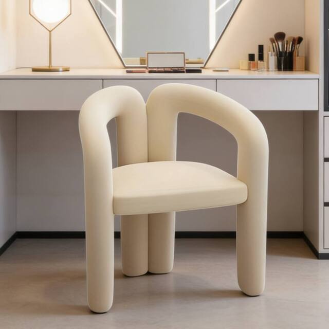 Ventryn Modern Makeup Vanity Stool Minimalist Shoe Changing Chair in White - image 1