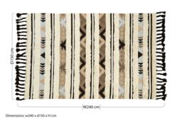 Orsina Large Tribal Rug in Black & Cream, Handcrafted Wool & Cotton Floor Rug, Tribal Pattern Area Rug in Cream - thumbnail 2