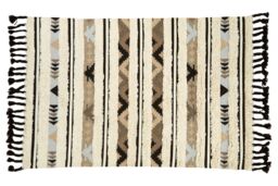 Orsina Large Tribal Rug in Black & Cream, Handcrafted Wool & Cotton Floor Rug, Tribal Pattern Area Rug in Cream - thumbnail 1