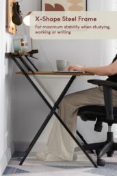 Home Discount Vida Designs Brooklyn Foldable Computer Desk Storage Office Study Gaming Table in Dark Brown - thumbnail 6