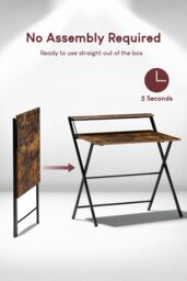 Home Discount Vida Designs Brooklyn Foldable Computer Desk Storage Office Study Gaming Table in Dark Brown - thumbnail 7