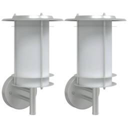 Berkfield Home Outdoor Wall Lights 2pcs Silver Stainless Steel - thumbnail 3