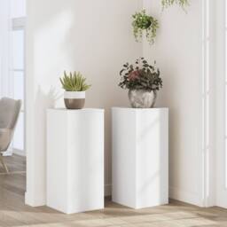 Berkfield Home Plant Stands 2 pcs White 30x30x70 cm Engineered wood - Size: 30 x 30 x 70 cm - thumbnail 2