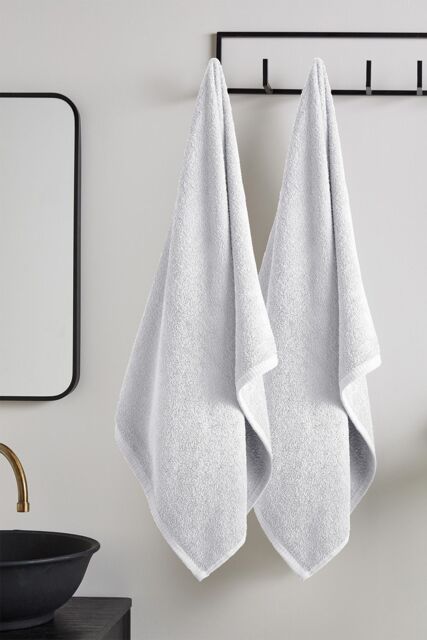 Catherine Lansfield 'Quick Dry Cotton' Bath Sheet Pair in White - image 1