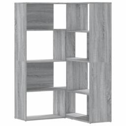 Berkfield Home Corner Bookcase 4-Tier Grey Sonoma 85x85x140 cm Engineered Wood - Size: 85 x 85 x 140 cm - thumbnail 1
