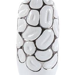 Wyld and Coco 28cm White Gloss Stoneware Flower Vase with Silver Embossed Detail - thumbnail 2