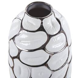 Wyld and Coco 28cm White Gloss Stoneware Flower Vase with Silver Embossed Detail - thumbnail 3