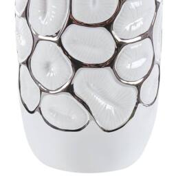 Wyld and Coco 28cm White Gloss Stoneware Flower Vase with Silver Embossed Detail - thumbnail 5