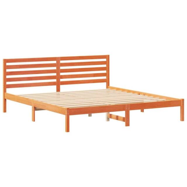 Berkfield Home with Headboard Wax brown 200 x 200 cm Solid pine wood - image 1