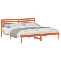 Berkfield Home with Headboard Wax brown 200 x 200 cm Solid pine wood - thumbnail 3