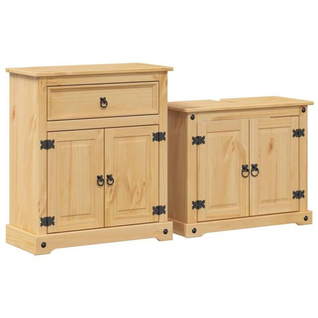 Berkfield Home 2 Piece Bathroom Furniture Set Corona Solid Wood Pine in Light Tan - image 1