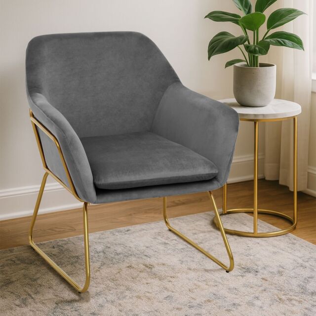 Orsina Durable & Versatile Grey Velvet Armchair, Easy Care Velvet Chairs, Indoor Dining with Velvet Dining Chair - image 1