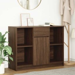 Berkfield Home Sideboard with Drawer Brown Oak 101x35x76 cm Engineered Wood - Size: 101 x 35 x 76 cm - thumbnail 1