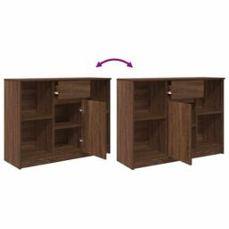 Berkfield Home Sideboard with Drawer Brown Oak 101x35x76 cm Engineered Wood - Size: 101 x 35 x 76 cm - thumbnail 9