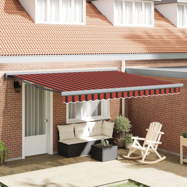 Berkfield Home Manual Retractable Awning with LED Orange & Brown 350x250 cm - image 1