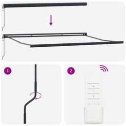 Berkfield Home Manual Retractable Awning with LED Orange & Brown 350x250 cm - thumbnail 9