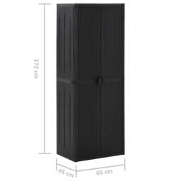 Berkfield Home Garden Storage Cabinet Black 65x45x172 cm PP Rattan - Size: 65 x 45 x 172 cm - thumbnail 7