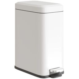 HOMCOM 5L Rectangle Compact Bin Steel Body Inner Bucket Quiet-Close Lid w/Pedal in White - thumbnail 2