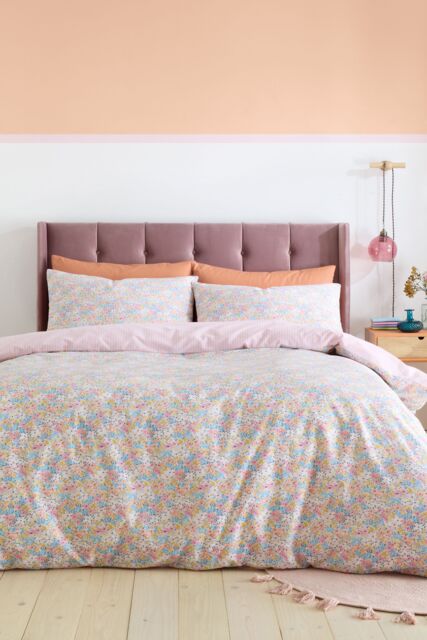 Catherine Lansfield 'Darcy Floral' Reversible Duvet Cover Set in Pink - Size: Super King - image 1