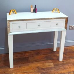 7seas Dressing Table Handmade White Glass 3 Drawers Console for Hollywood Mirrored Makeup Vanity - thumbnail 5