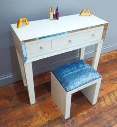 7seas Dressing Table Handmade White Glass 3 Drawers Console for Hollywood Mirrored Makeup Vanity - thumbnail 2