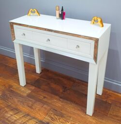 7seas Dressing Table Handmade White Glass 3 Drawers Console for Hollywood Mirrored Makeup Vanity - thumbnail 7