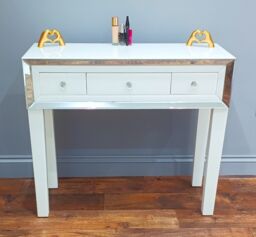 7seas Dressing Table Handmade White Glass 3 Drawers Console for Hollywood Mirrored Makeup Vanity - thumbnail 4