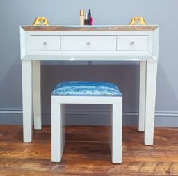 7seas Dressing Table Handmade White Glass 3 Drawers Console for Hollywood Mirrored Makeup Vanity - thumbnail 8