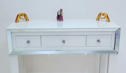 7seas Dressing Table Handmade White Glass 3 Drawers Console for Hollywood Mirrored Makeup Vanity - thumbnail 9