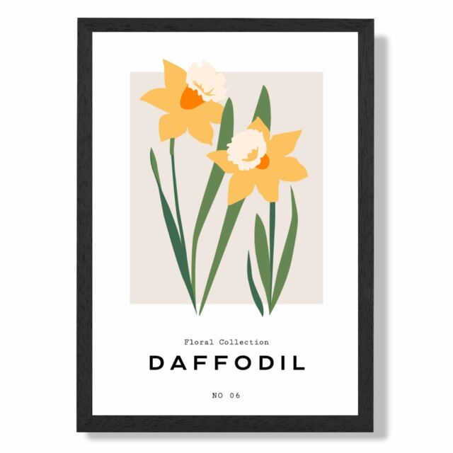 ARTZE Yellow Daffodil Flower Market Spring Framed Print SIZE: A4 with Black Frame - image 1