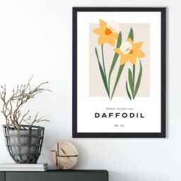 ARTZE Yellow Daffodil Flower Market Spring Framed Print SIZE: A4 with Black Frame - thumbnail 2