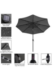 H&O Direct Outdoor Solar LED Lights Parasol with Crank (Base not included) in Dark Grey - thumbnail 5