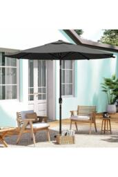 H&O Direct Outdoor Solar LED Lights Parasol with Crank (Base not included) in Dark Grey - thumbnail 1