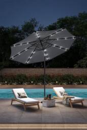 H&O Direct Outdoor Solar LED Lights Parasol with Crank (Base not included) in Dark Grey - thumbnail 2