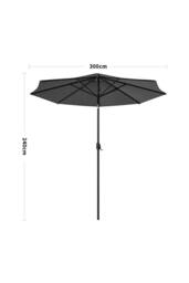 H&O Direct Outdoor Solar LED Lights Parasol with Crank (Base not included) in Dark Grey - thumbnail 6