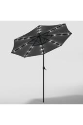 H&O Direct Outdoor Solar LED Lights Parasol with Crank (Base not included) in Dark Grey - thumbnail 3