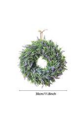 Living and Home 30cm Purple Flocked Lavender Wreath Floral Hanging for Home, Wedding Doors & Wall Décor - thumbnail 7