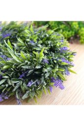 Living and Home 30cm Purple Flocked Lavender Wreath Floral Hanging for Home, Wedding Doors & Wall Décor - thumbnail 6