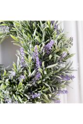 Living and Home 30cm Purple Flocked Lavender Wreath Floral Hanging for Home, Wedding Doors & Wall Décor - thumbnail 5