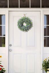 Living and Home 30cm Purple Flocked Lavender Wreath Floral Hanging for Home, Wedding Doors & Wall Décor - thumbnail 2