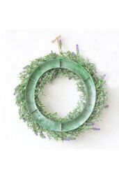 Living and Home 30cm Purple Flocked Lavender Wreath Floral Hanging for Home, Wedding Doors & Wall Décor - thumbnail 4