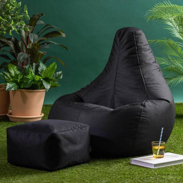 icon Gaming Recliner Indoor & Outdoor Bean Bag with Footstool in Black - image 1