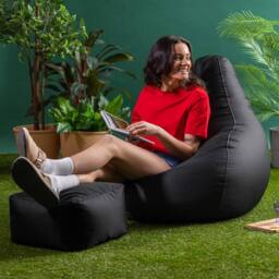 icon Gaming Recliner Indoor & Outdoor Bean Bag with Footstool in Black - thumbnail 2