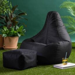 icon Gaming Recliner Indoor & Outdoor Bean Bag with Footstool in Black - thumbnail 1
