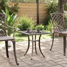 Berkfield Home Garden Table Bronze 53x53x53 cm Cast Aluminium in Brown - Size: 53 x 53 x 53 cm - thumbnail 3
