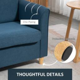 Wyld Haus Dilita Dark Blue Compact 2 Seater Sofa with Wooden Legs & Armrests - thumbnail 6