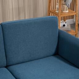 Wyld Haus Dilita Dark Blue Compact 2 Seater Sofa with Wooden Legs & Armrests - thumbnail 8